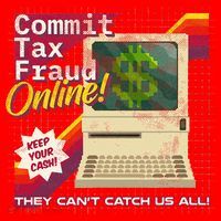 Commit Tax Fraud Online! Distressed Retro Video Game Box Art Santa Hat thumb 1
