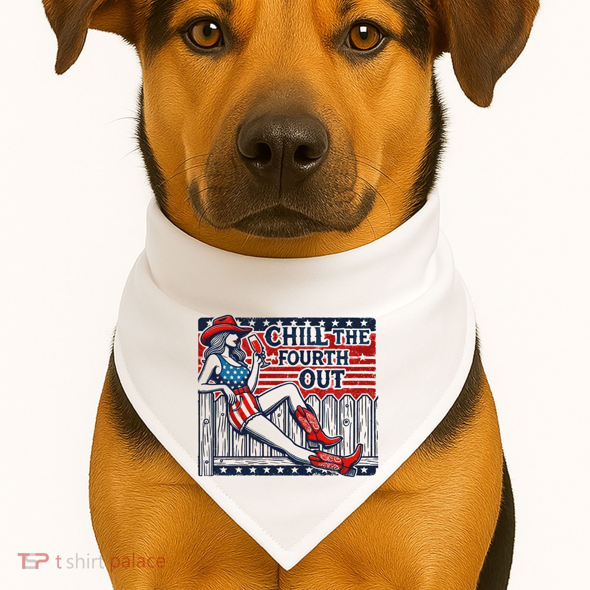 Chill The Fourth Out Funny 4th Of July USA-Made Doggie Bandana