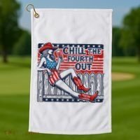 Chill The Fourth Out Funny 4th Of July Golf Towel thumb 1