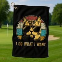 Cat Themed Funny I Do What I Want Cat Golf Towel thumb 1