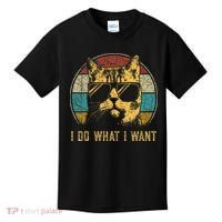 Cat Themed Funny I Do What I Want Cat Kids T-Shirt thumb 0