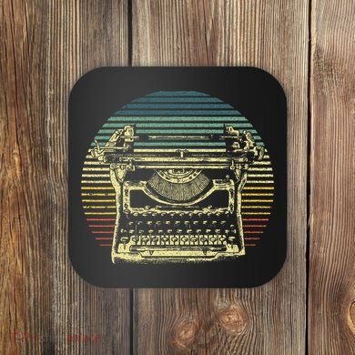 Cool Typewriter For Author Writer Keyboard Coaster
