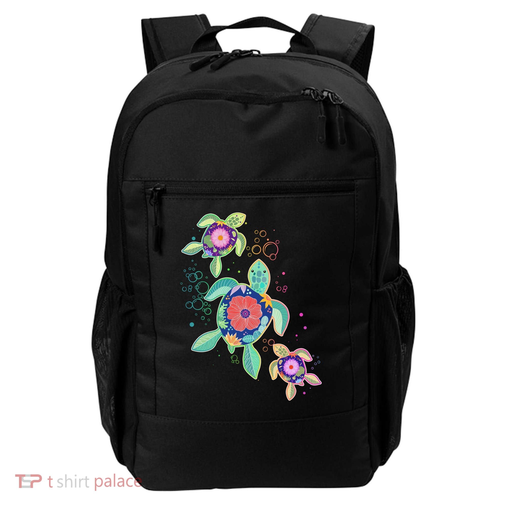 Cute Tropical Flower Ocean Sea Turtles Backpack