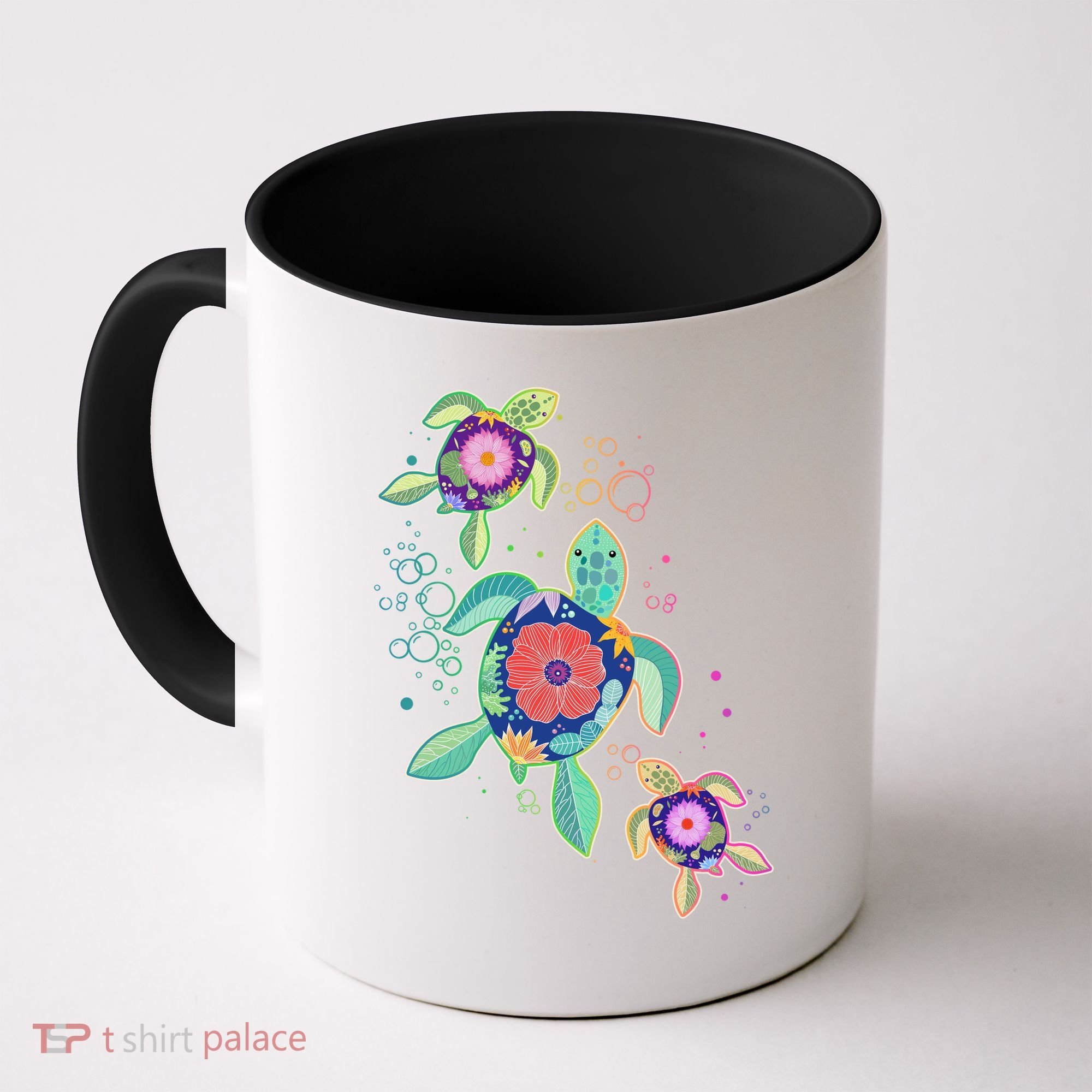 Cute Tropical Flower Ocean Sea Turtles Coffee Mug