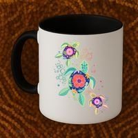 Cute Tropical Flower Ocean Sea Turtles Coffee Mug thumb 2