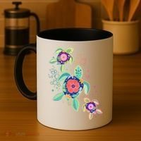 Cute Tropical Flower Ocean Sea Turtles Coffee Mug thumb 4