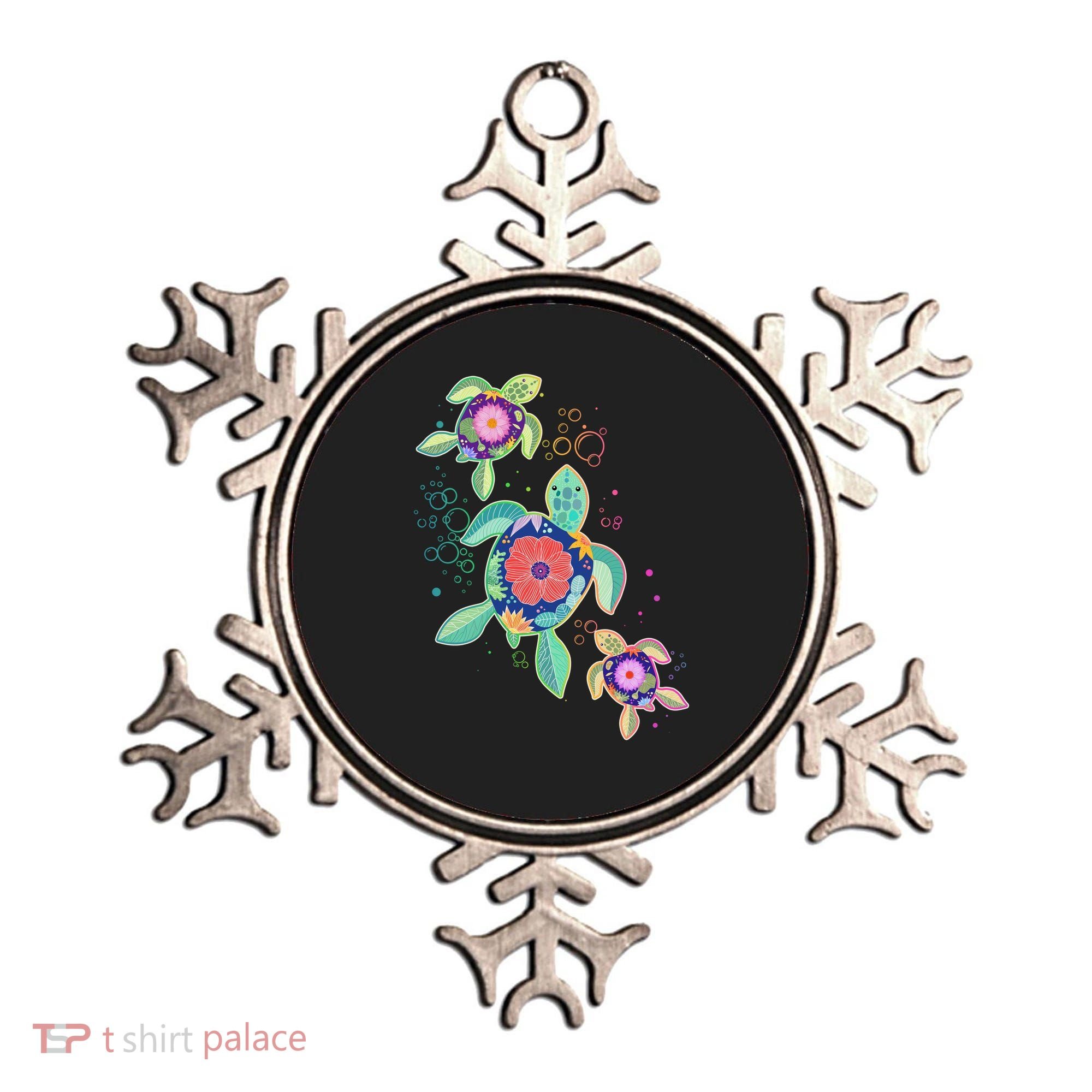Cute Tropical Flower Ocean Sea Turtles Ornament