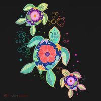 Cute Tropical Flower Ocean Sea Turtles Ornament thumb 1
