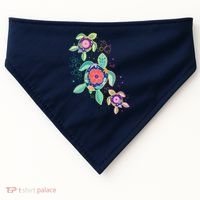 Cute Tropical Flower Ocean Sea Turtles USA-Made Doggie Bandana thumb 0