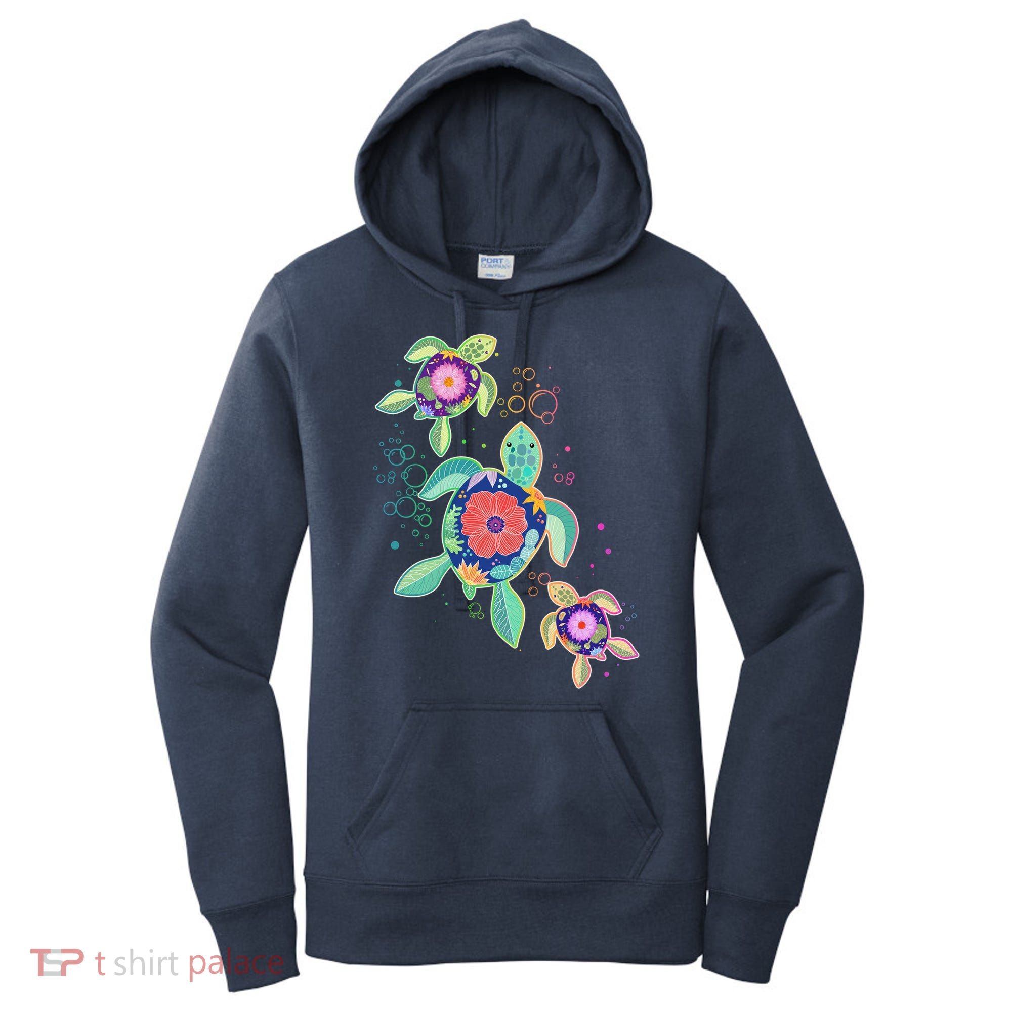 Cute Tropical Flower Ocean Sea Turtles Women's Hoodie
