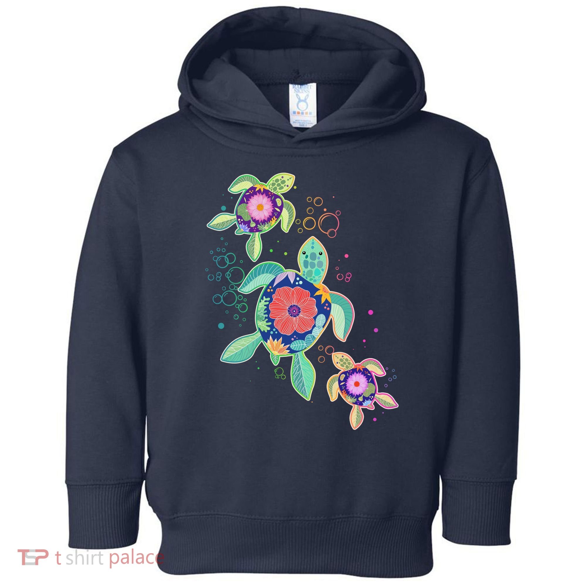 Cute Tropical Flower Ocean Sea Turtles Toddler Hoodie