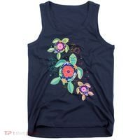 Cute Tropical Flower Ocean Sea Turtles Tank Top thumb 0