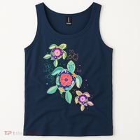 Cute Tropical Flower Ocean Sea Turtles Tank Top thumb 2