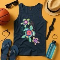 Cute Tropical Flower Ocean Sea Turtles Tank Top thumb 4