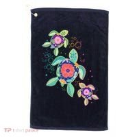 Cute Tropical Flower Ocean Sea Turtles Golf Towel thumb 0