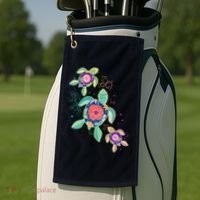 Cute Tropical Flower Ocean Sea Turtles Golf Towel thumb 2