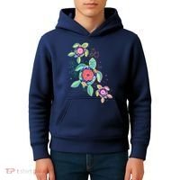 Cute Tropical Flower Ocean Sea Turtles Kids Hoodie thumb 4