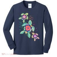 Cute Tropical Flower Ocean Sea Turtles Kids Long Sleeve Shirt thumb 0