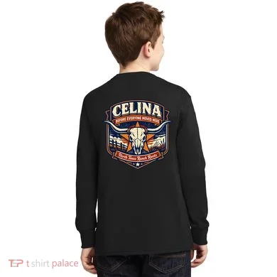 Celina Texas Front & Back Kids Long Sleeve Shirt back