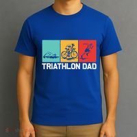 Cool Triathlon For Dad Father Swimming Running Swim Bike Run Gift T-Shirt thumb 3