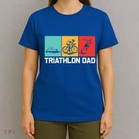Cool Triathlon For Dad Father Swimming Running Swim Bike Run Gift T-Shirt thumb 4