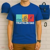 Cool Triathlon For Dad Father Swimming Running Swim Bike Run Gift T-Shirt thumb 6