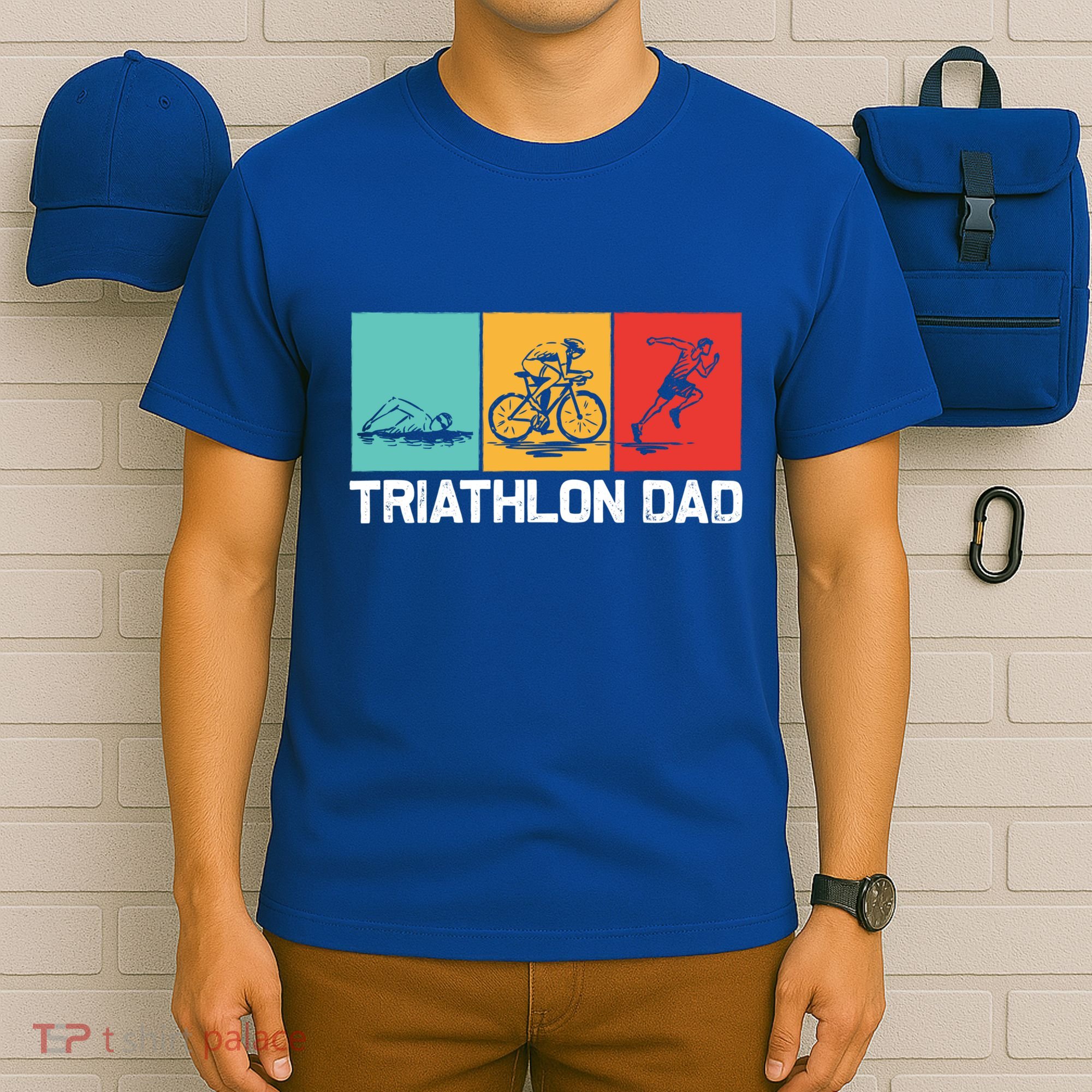 Cool Triathlon For Dad Father Swimming Running Swim Bike Run Gift T-Shirt