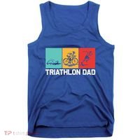 Cool Triathlon For Dad Father Swimming Running Swim Bike Run Gift Tank Top thumb 0