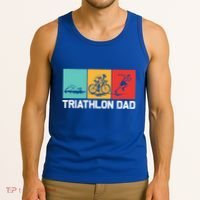 Cool Triathlon For Dad Father Swimming Running Swim Bike Run Gift Tank Top thumb 3