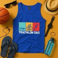 Cool Triathlon For Dad Father Swimming Running Swim Bike Run Gift Tank Top thumb 4