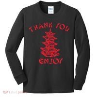 Chinese Takeaway Food Thank You Enjoy Funny Asian Kids Long Sleeve Shirt thumb 0