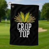 Crop Top Farm Pun Corn Farming Agriculture Funny Farmer Golf Towel thumb 1