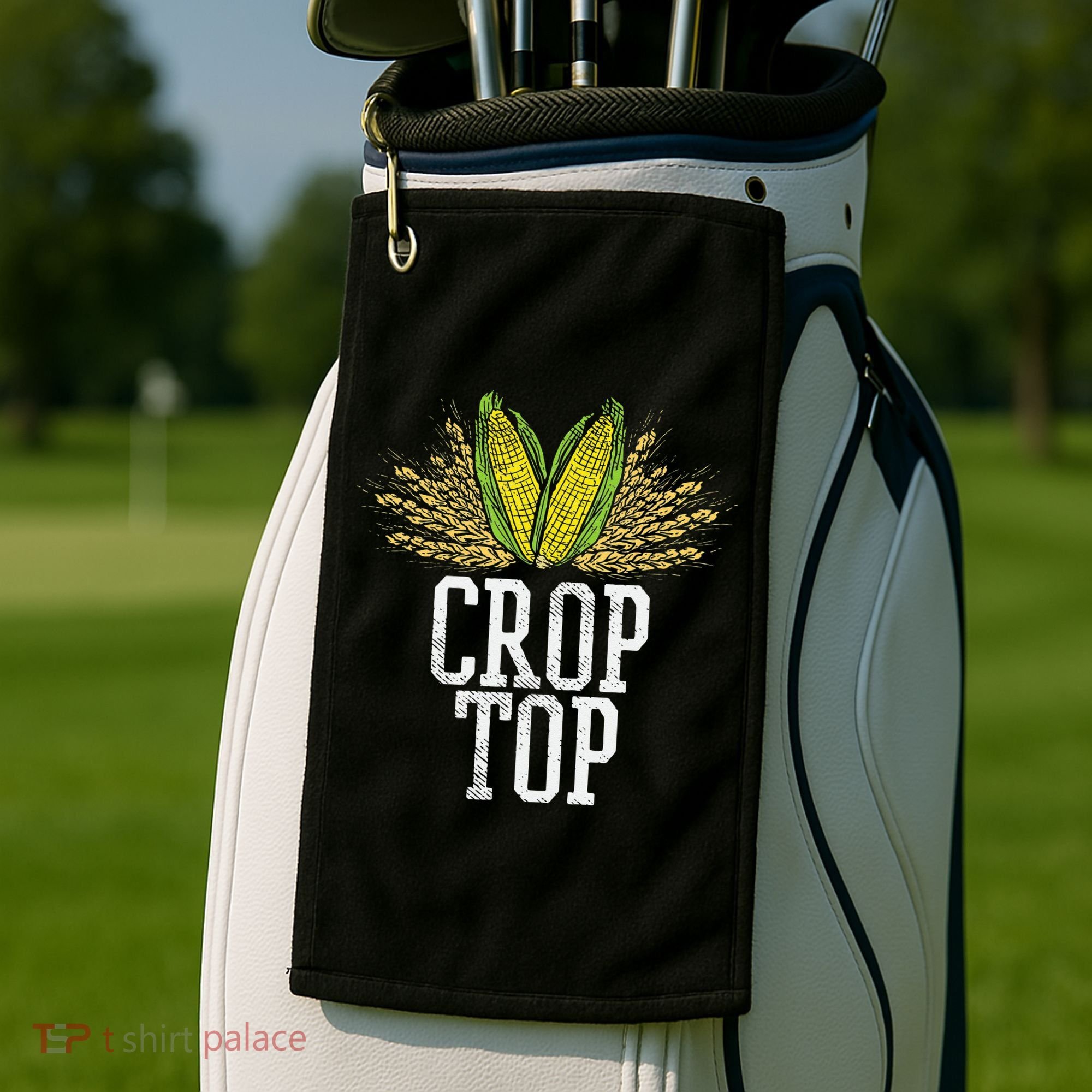 Crop Top Farm Pun Corn Farming Agriculture Funny Farmer Golf Towel