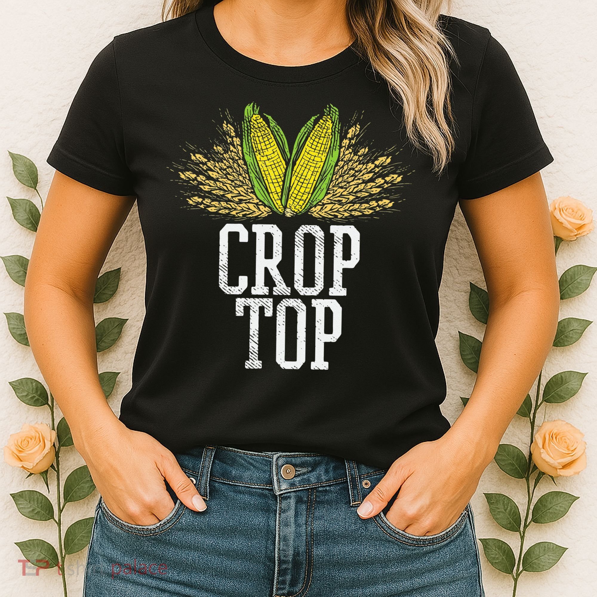 Crop Top Farm Pun Corn Farming Agriculture Funny Farmer Women's T-Shirt