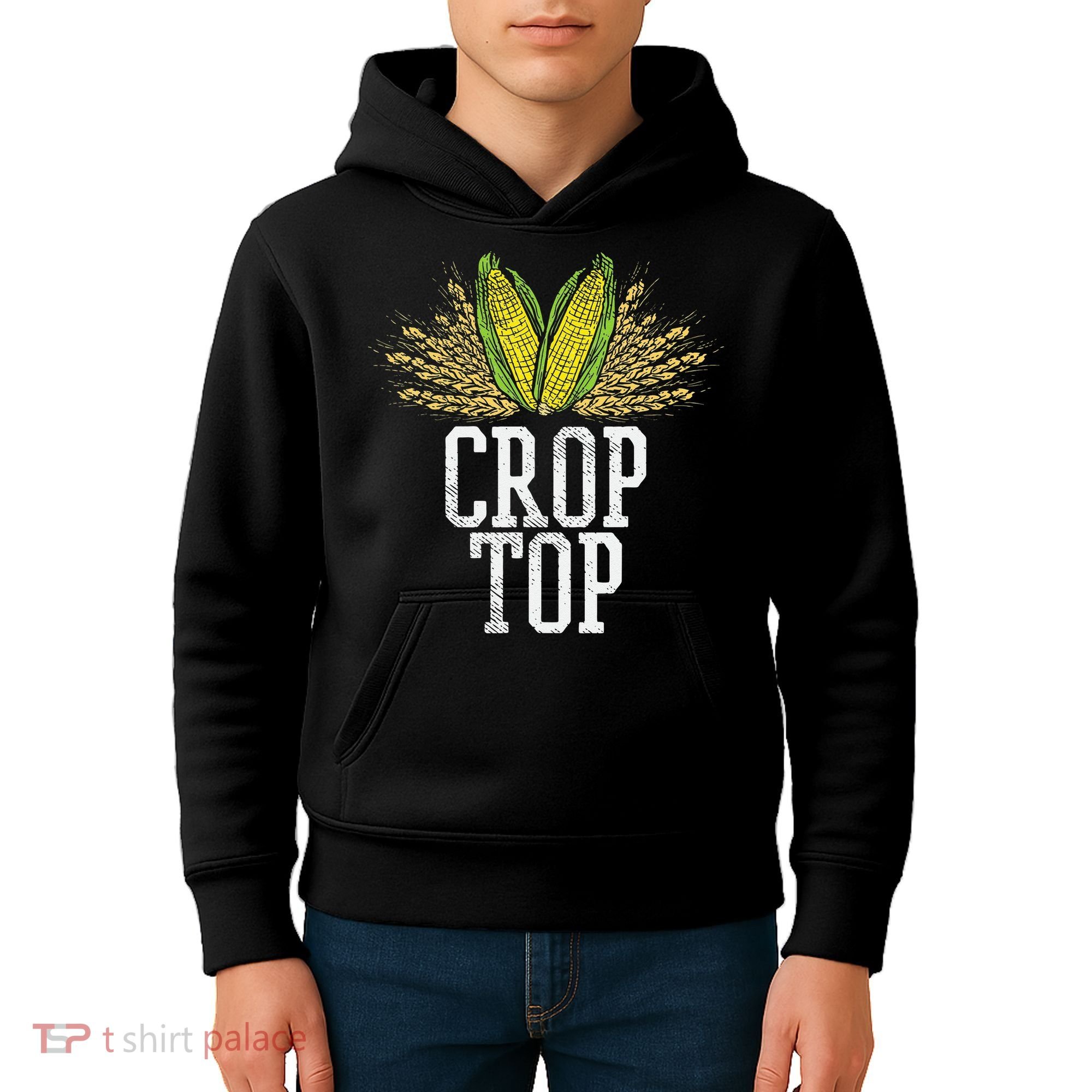 Crop Top Farm Pun Corn Farming Agriculture Funny Farmer Kids Hoodie