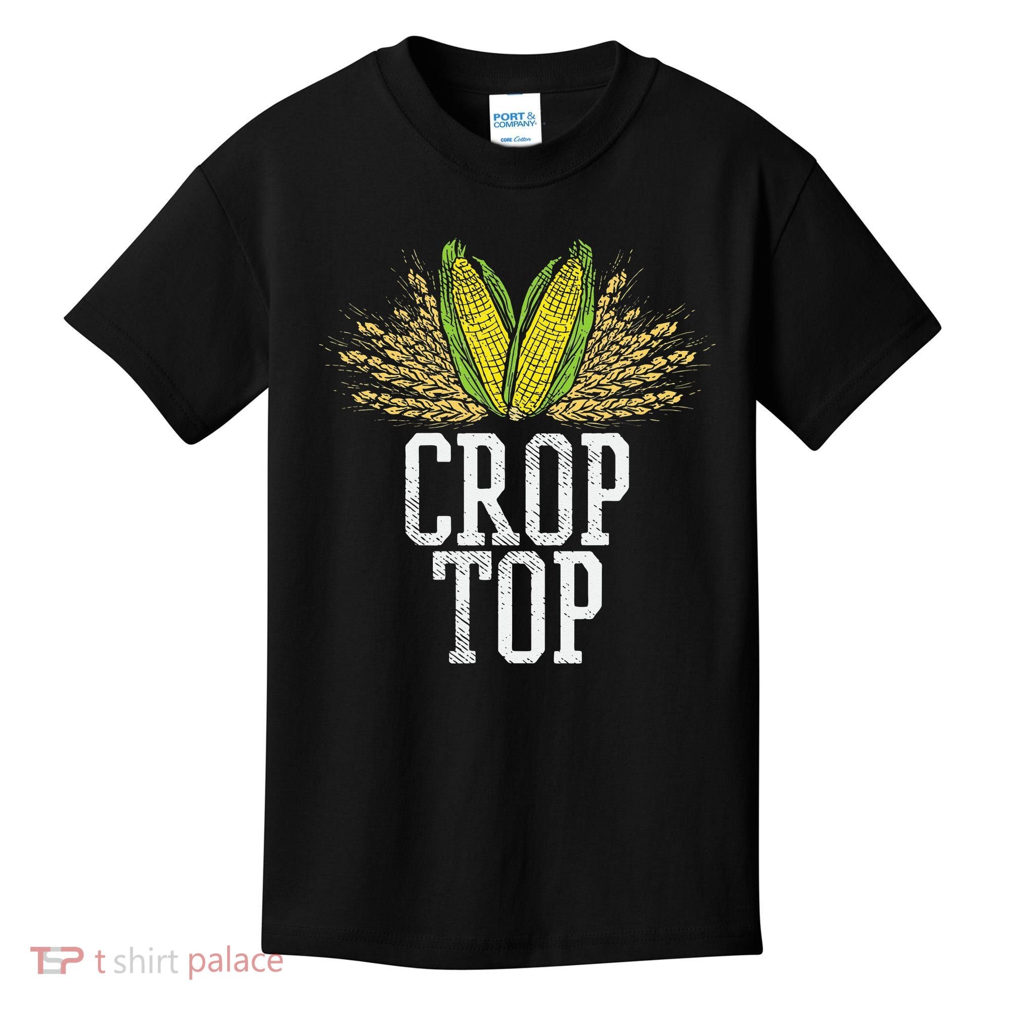 Crop Top Farm Pun Corn Farming Agriculture Funny Farmer Kids T-Shirt