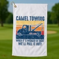Camel Towing Funny Tow Truck Golf Towel thumb 1