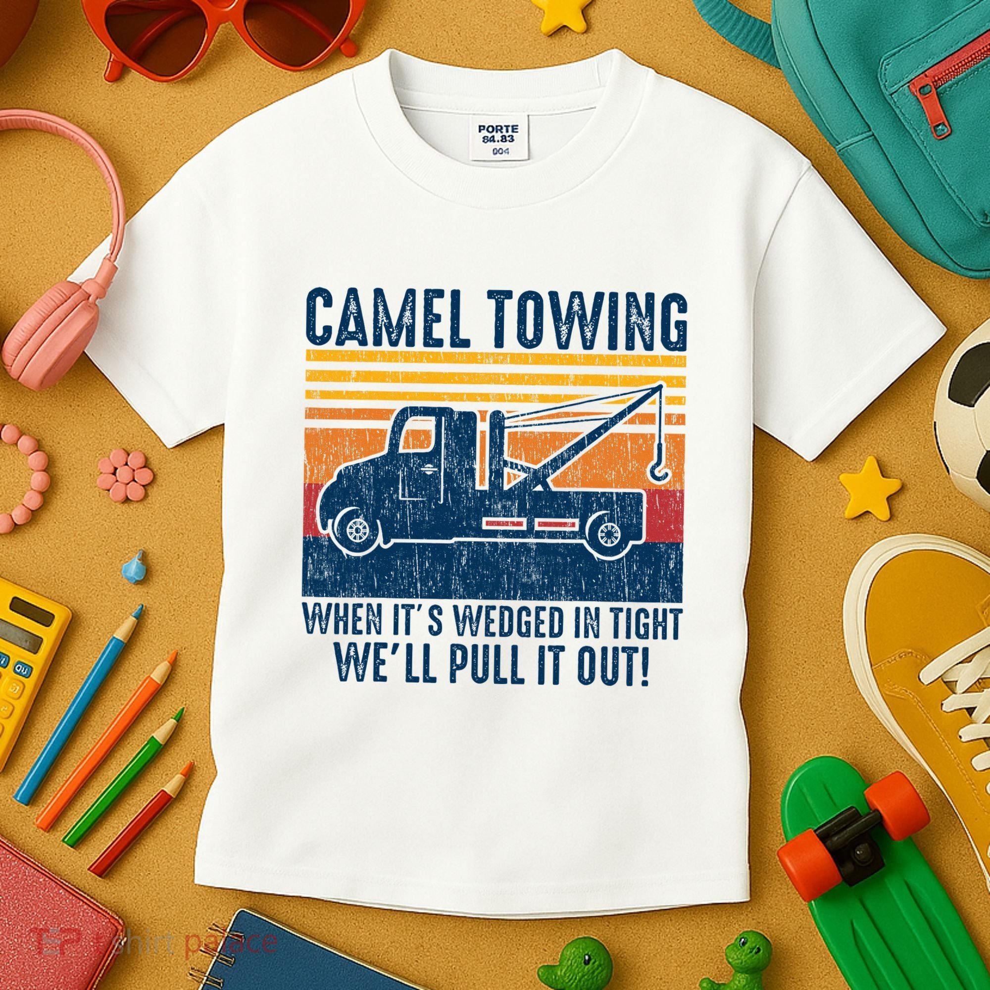 Camel Towing Funny Tow Truck Kids T-Shirt