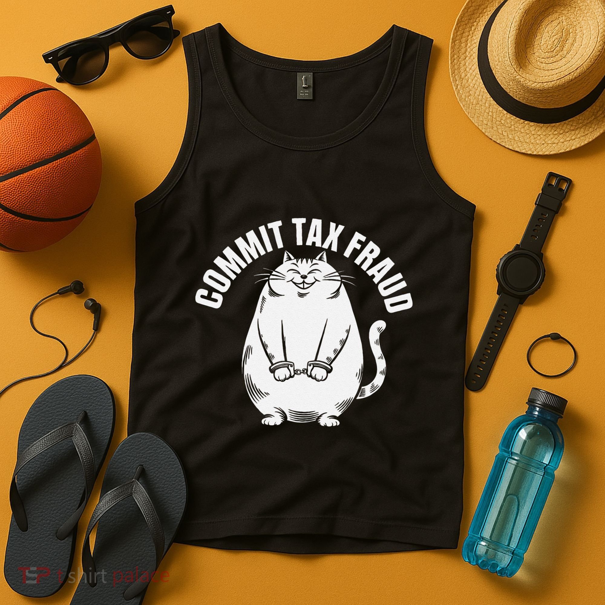 Commit Tax Fraud Funny Cat Meme Sarcastic Humorous Tank Top