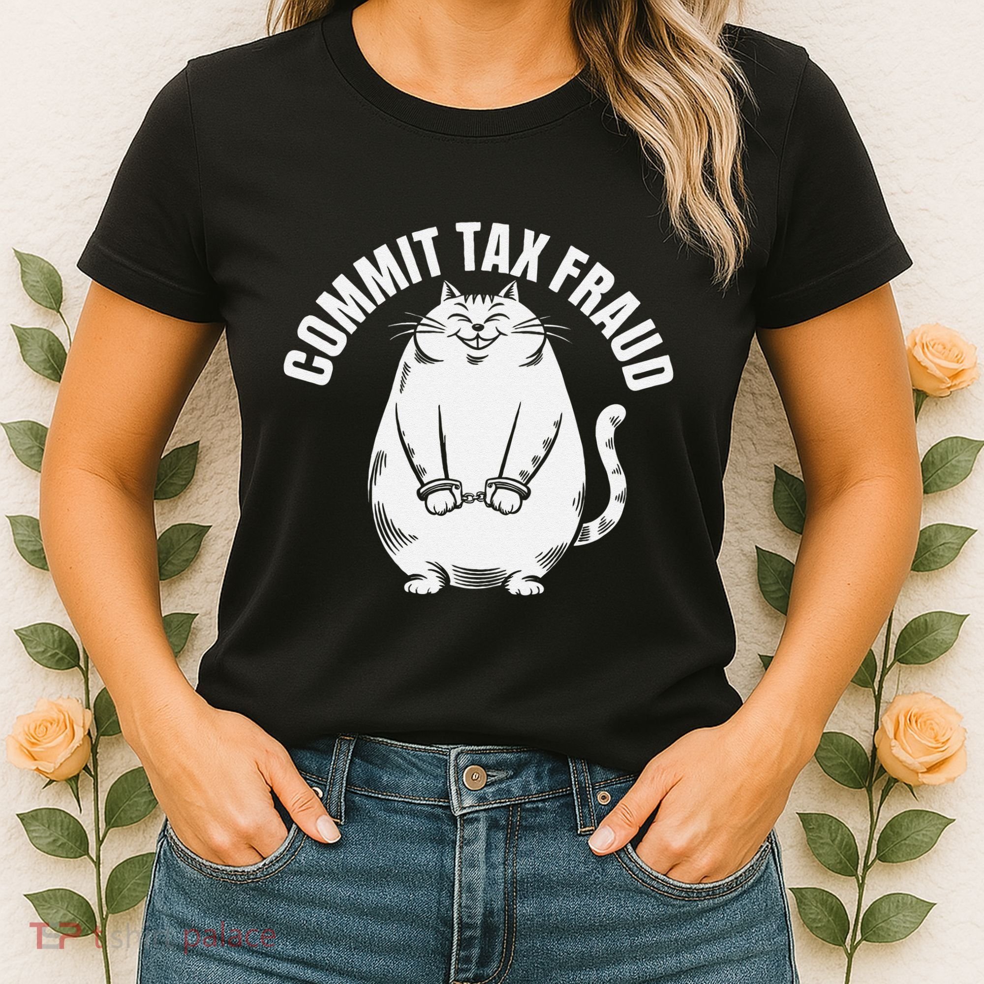 Commit Tax Fraud Funny Cat Meme Sarcastic Humorous Women's T-Shirt