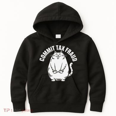 Commit Tax Fraud Funny Cat Meme Sarcastic Humorous Kids Hoodie