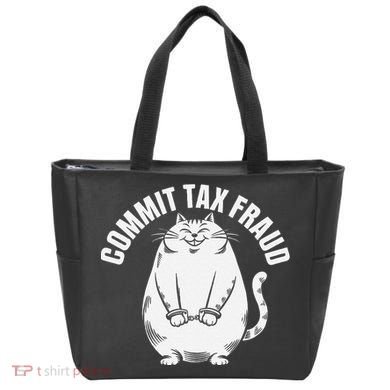Commit Tax Fraud Funny Cat Meme Sarcastic Humorous Tote Bag