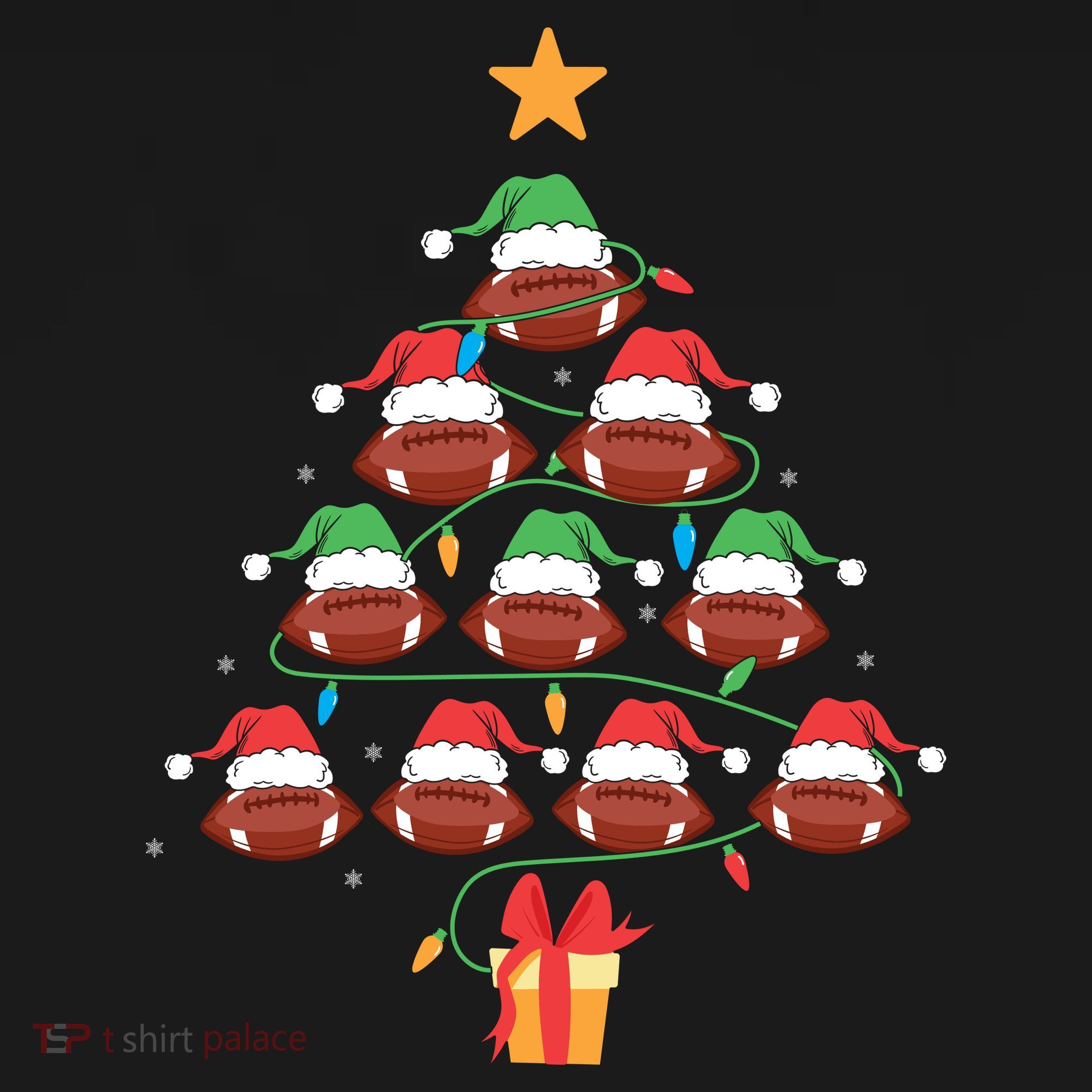 Christmas Tree Football Ornament Lights Funny Xmas Holiday Women's Hoodie