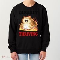 Clearly Thriving Funny Fire Cat Meme Cat Lover Cat Mom Women's Sweatshirt thumb 0