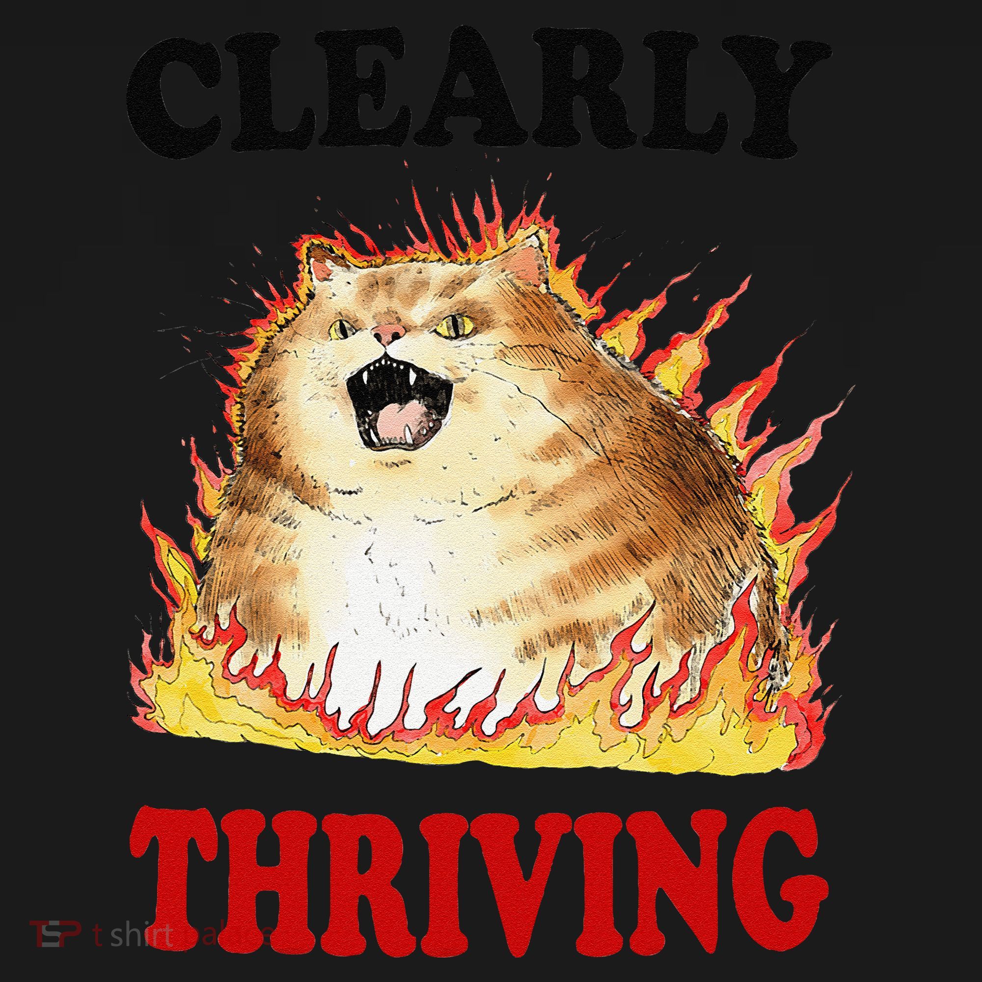Clearly Thriving Funny Fire Cat Meme Cat Lover Cat Mom Apron