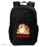 Clearly Thriving Funny Fire Cat Meme Cat Lover Cat Mom Backpack thumb 0