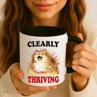 Clearly Thriving Funny Fire Cat Meme Cat Lover Cat Mom Coffee Mug thumb 3