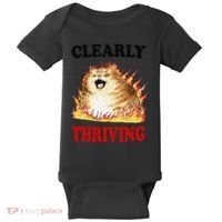 Clearly Thriving Funny Fire Cat Meme Cat Lover Cat Mom Baby Bodysuit thumb 0