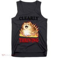 Clearly Thriving Funny Fire Cat Meme Cat Lover Cat Mom Tank Top thumb 0