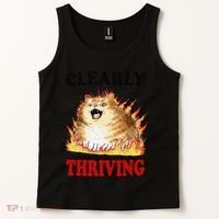Clearly Thriving Funny Fire Cat Meme Cat Lover Cat Mom Tank Top thumb 2